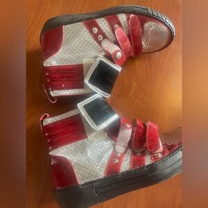 Alessandro Dell'Acqua Red and Silver Kids Sneakers